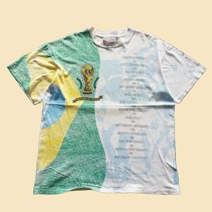 Vintage 1994 World Cup USA Apex One Brazil All Over Print T-Shirt Mens Large USA